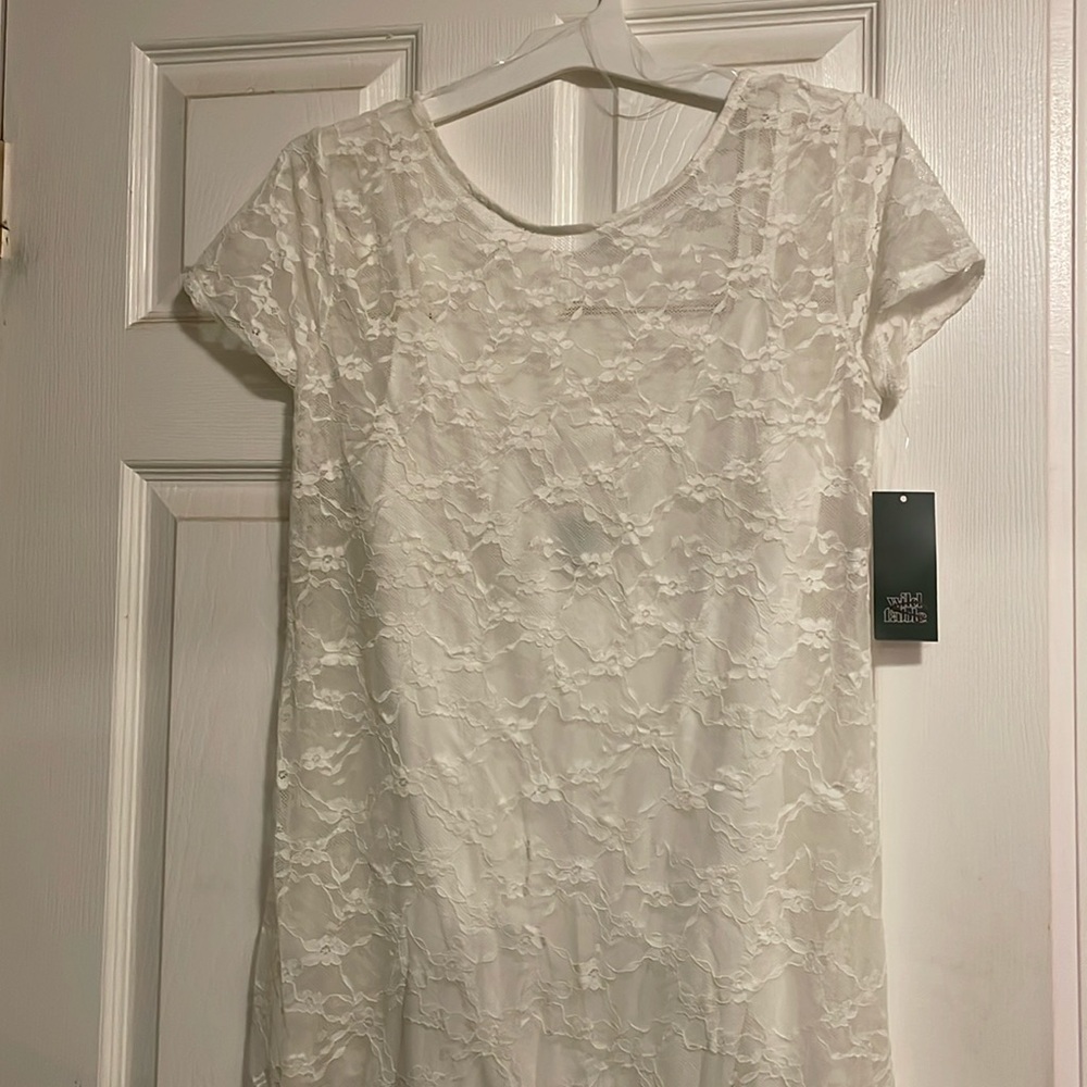 NWT Wild Fable Short Sleeve Maxi Dress White Lace, Off White L